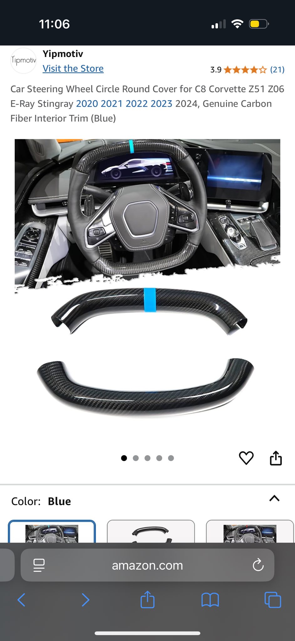 ACRT Carbon Fiber Steering Wheel Cover Trim For Corvette C8 (2020-2023) – ABS, Self-Adhesive, 2-Yr Warranty