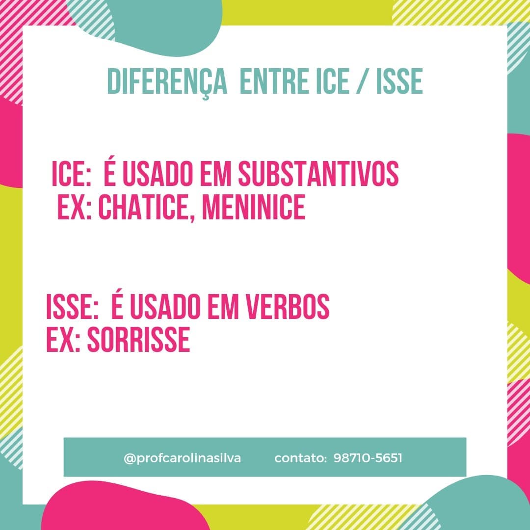 Diferença entre os sufixos ICE / ISSE... - profcarolinasilva | Facebook