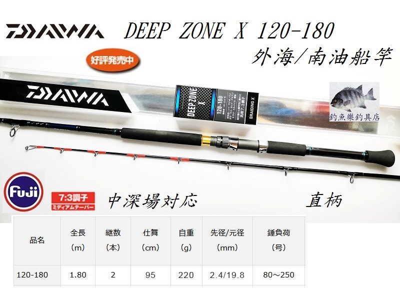 DAIWA DEEP ZONE X 120-180 外海/南油船竿店舖地址: 觀塘工業中心一期6