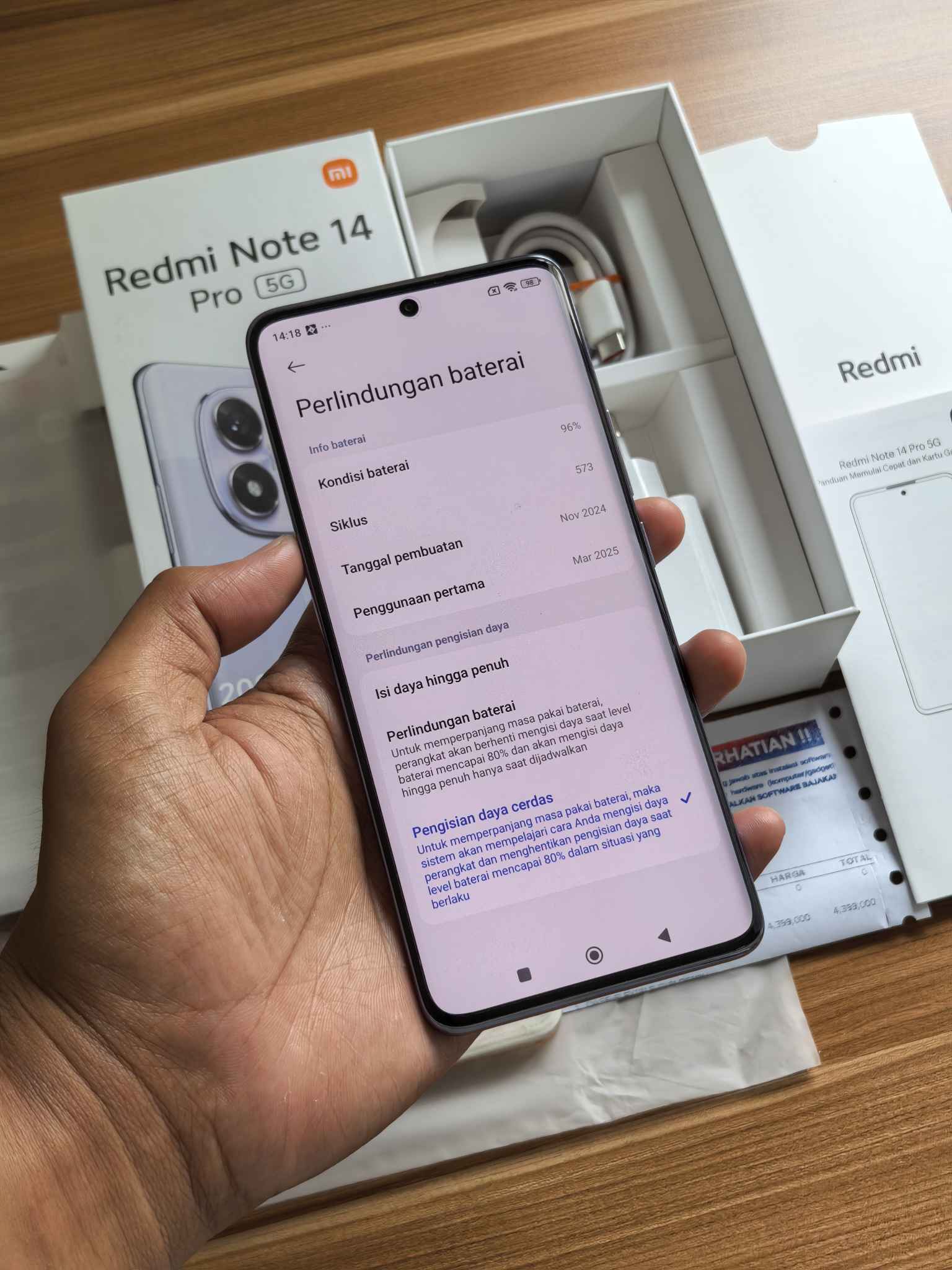 Redmi Note 14 Pro 5G 8/256GB Resmi Purple Fullset Ori Mulus Nominus ...