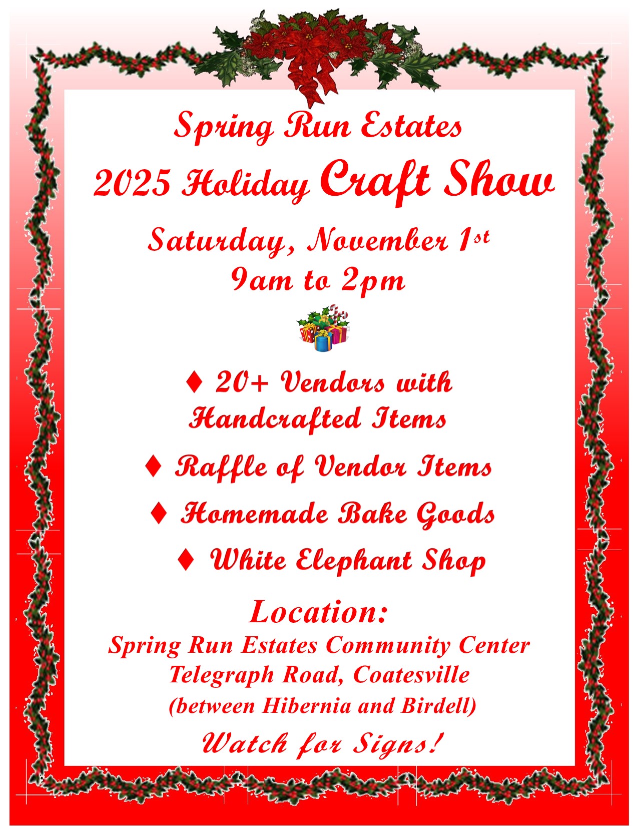 2025 HOLIDAY CRAFT SHOW, SPRING RUN ESTATES