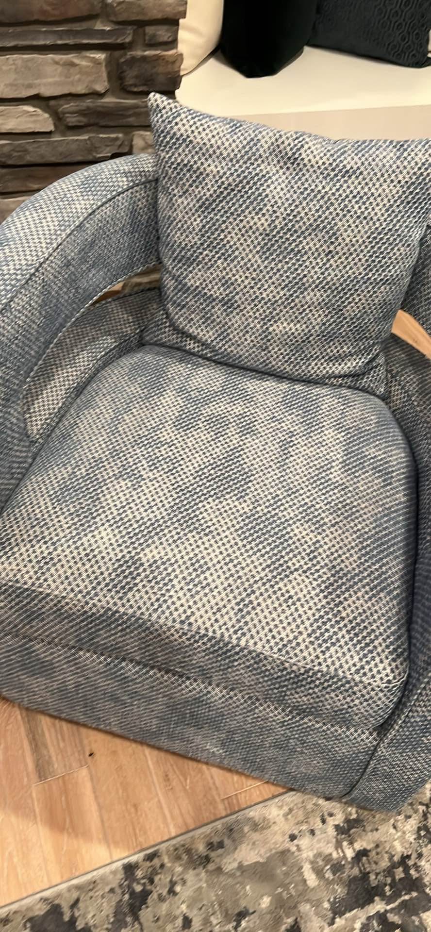 NEW set of 2 Tahari Home swivel chairs with blue fabric. Paid $750 ...