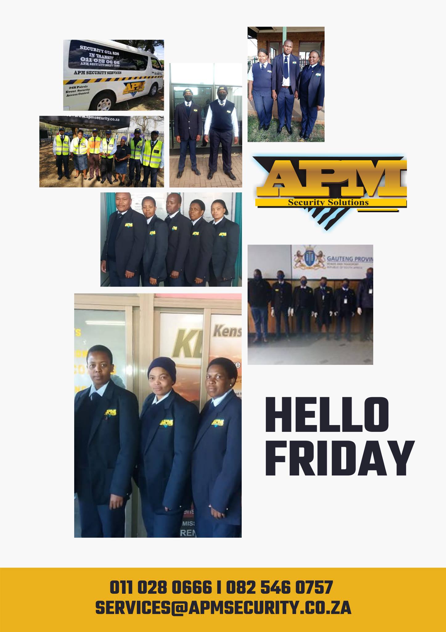APM - HELLO FRIDAY!!! At APM Security Services, we go 24/7 for 365 to ...