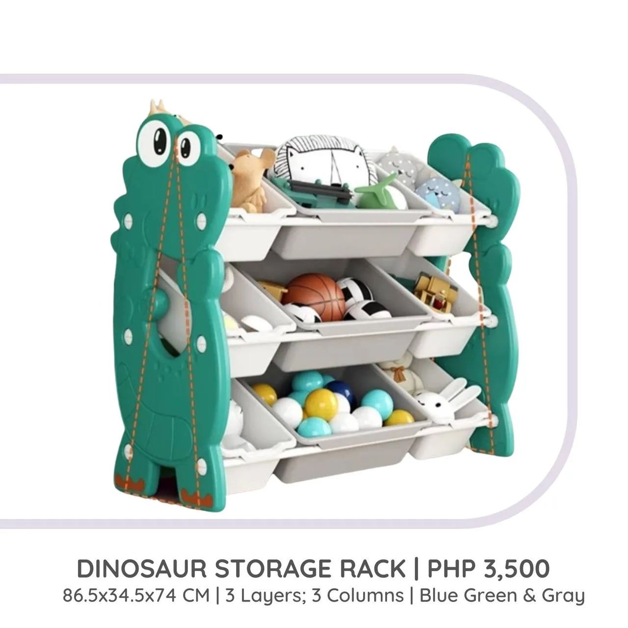 💚 DINOSAUR STORAGE RACK 💚 3 Layers | 3... - Kodomo Playhouse