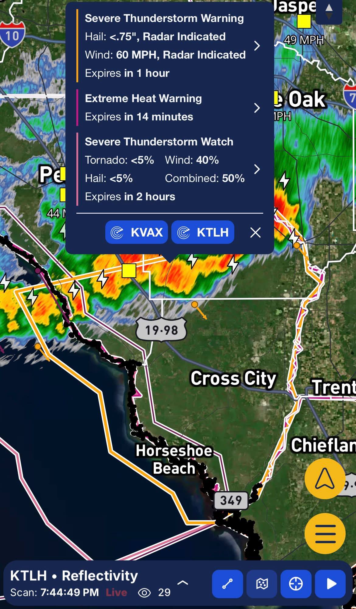 Florida - SEVERE THUNDERSTORM WARNING in effect for Cross City