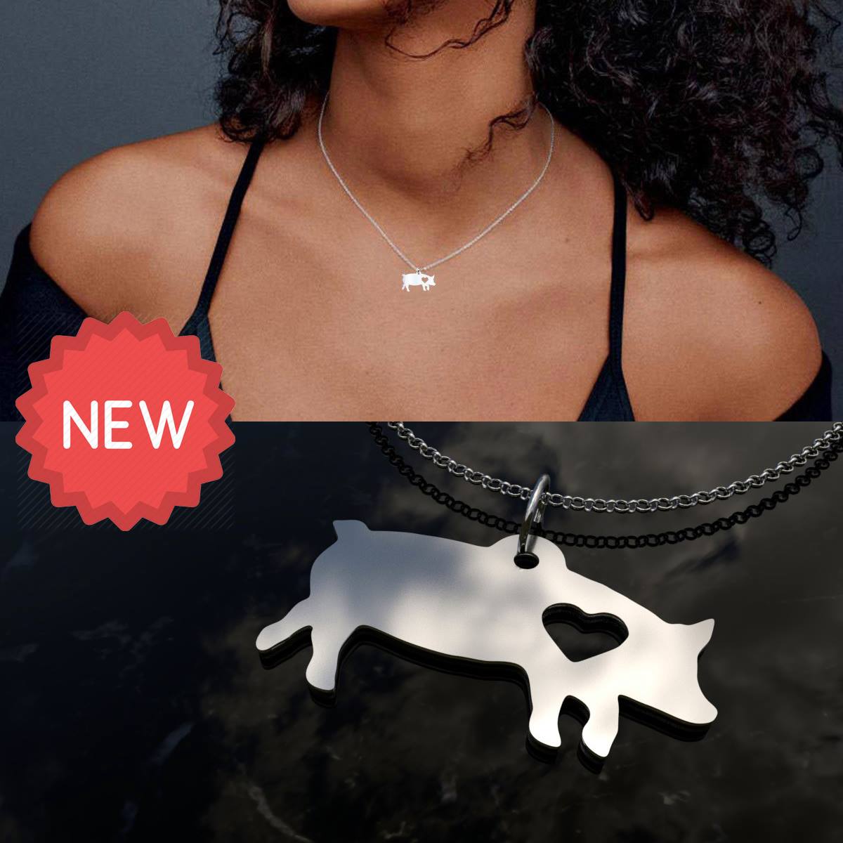 Our Pig necklace features a hollow pig charm, which is opens as a 