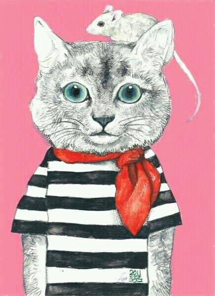 yuuko 複製画 猫のアート作品 Hiraguchi