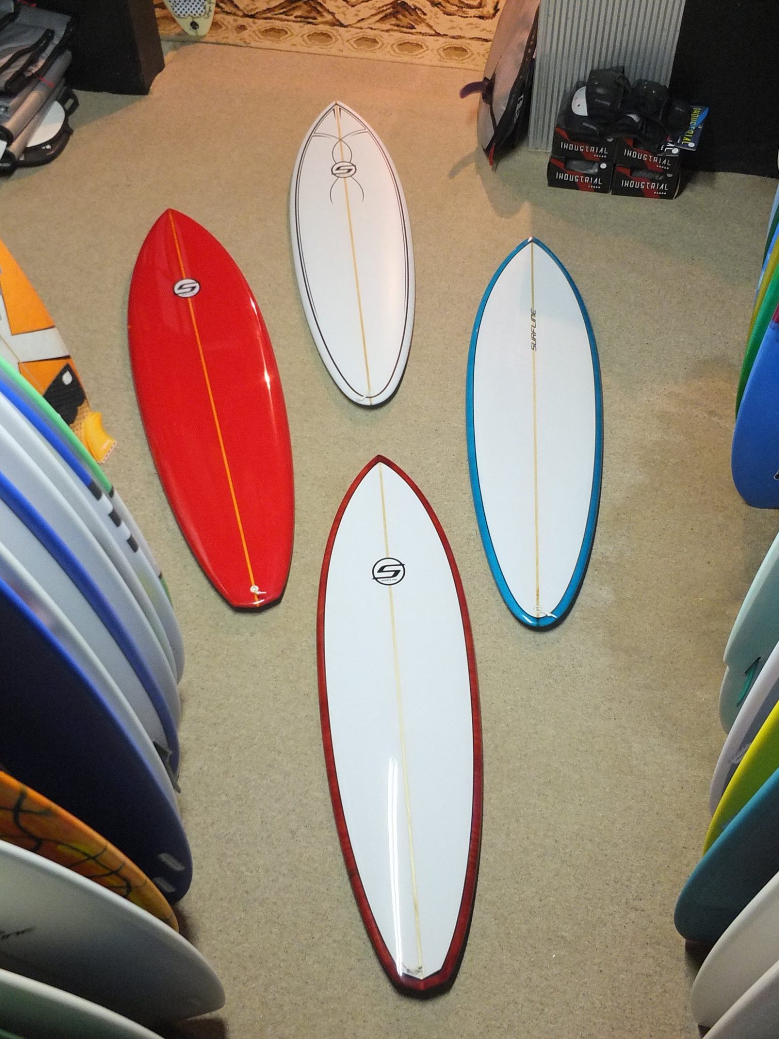 A small selection . . . Single Fins are schooling here at Surfline 