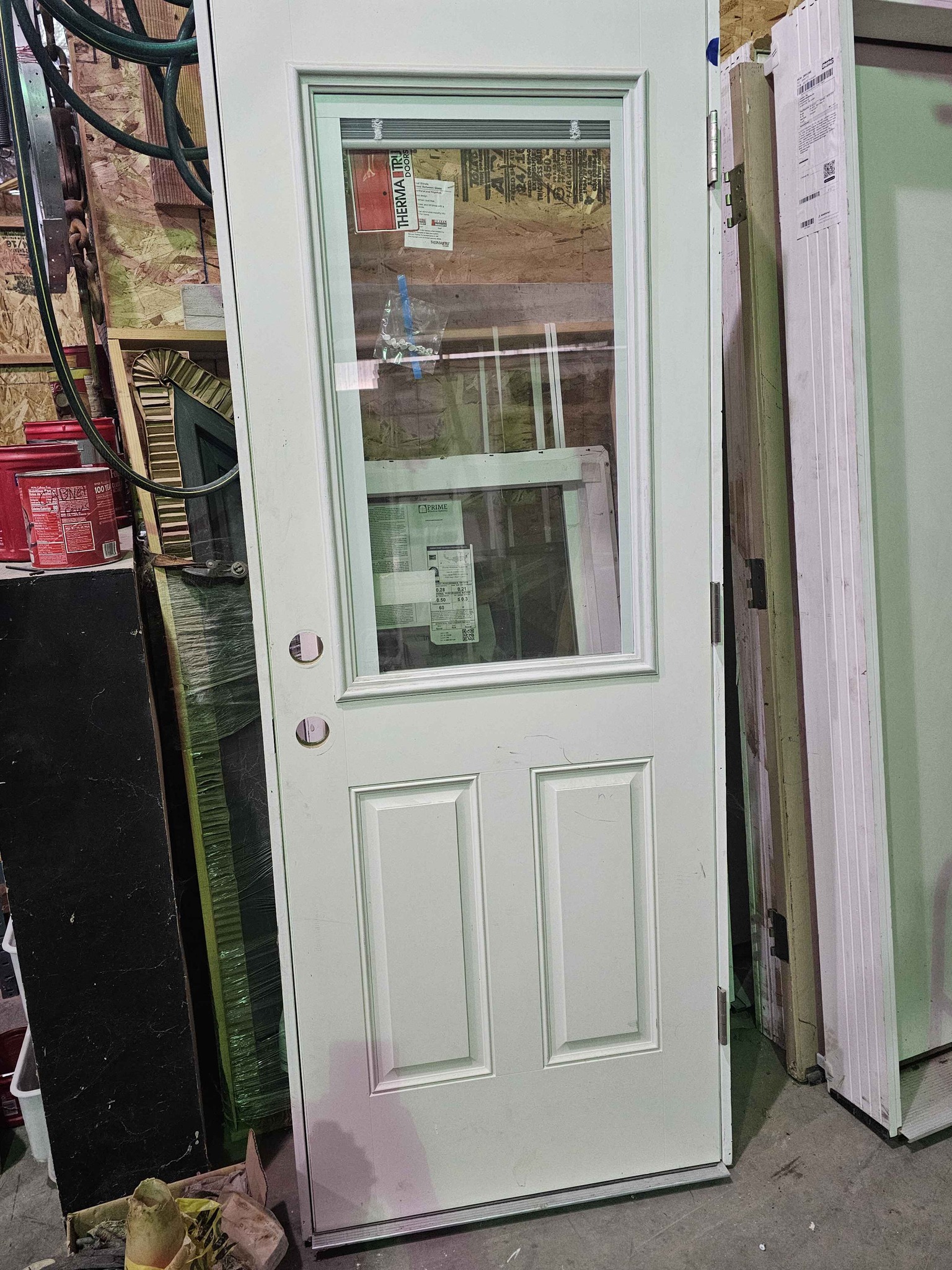 Thermatru 30 inch exterior door with internal blinds. Right hand