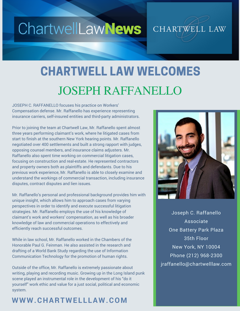 Chartwell Law - Chartwell Law Welcomes Joseph C. Raffanello!