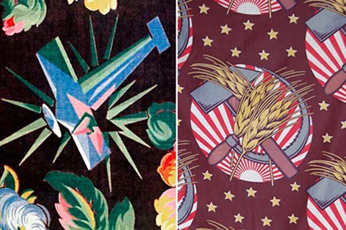 Soviet propaganda textile design, 1920s.