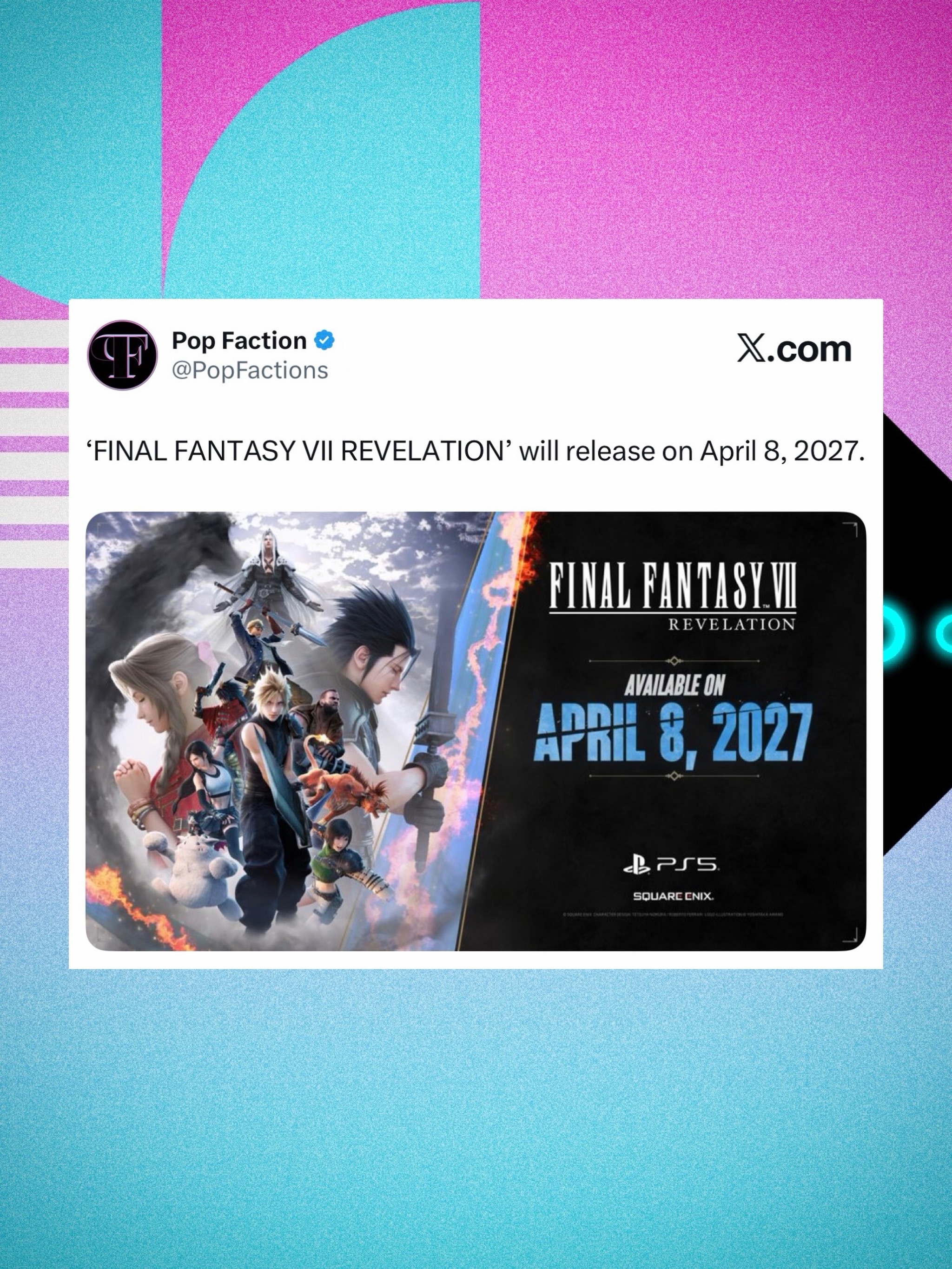 FINAL FANTASY VII REVELATION' will release on April 8, 2027. #fyp