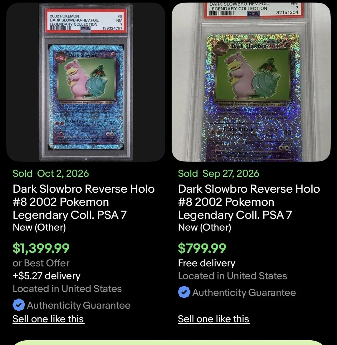 Why did 2002 dark slowbro psa 7 price jump from $799 to $1399