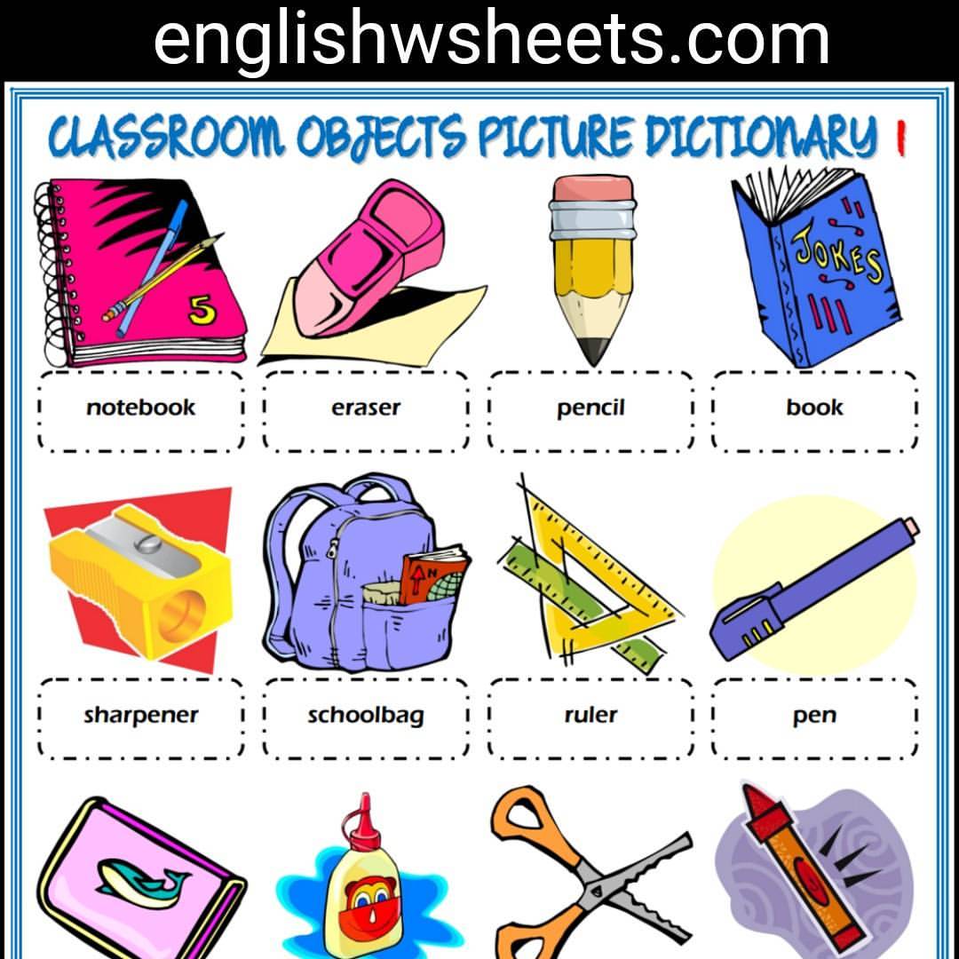 Englishwsheets.com - Classroom Objects Esl Printable Picture Dictionary ...