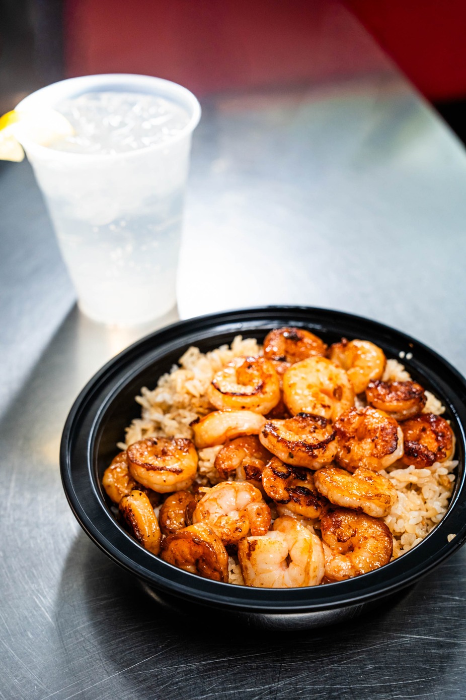 Grilled shrimp and rice at Jimmyz Hibachi House