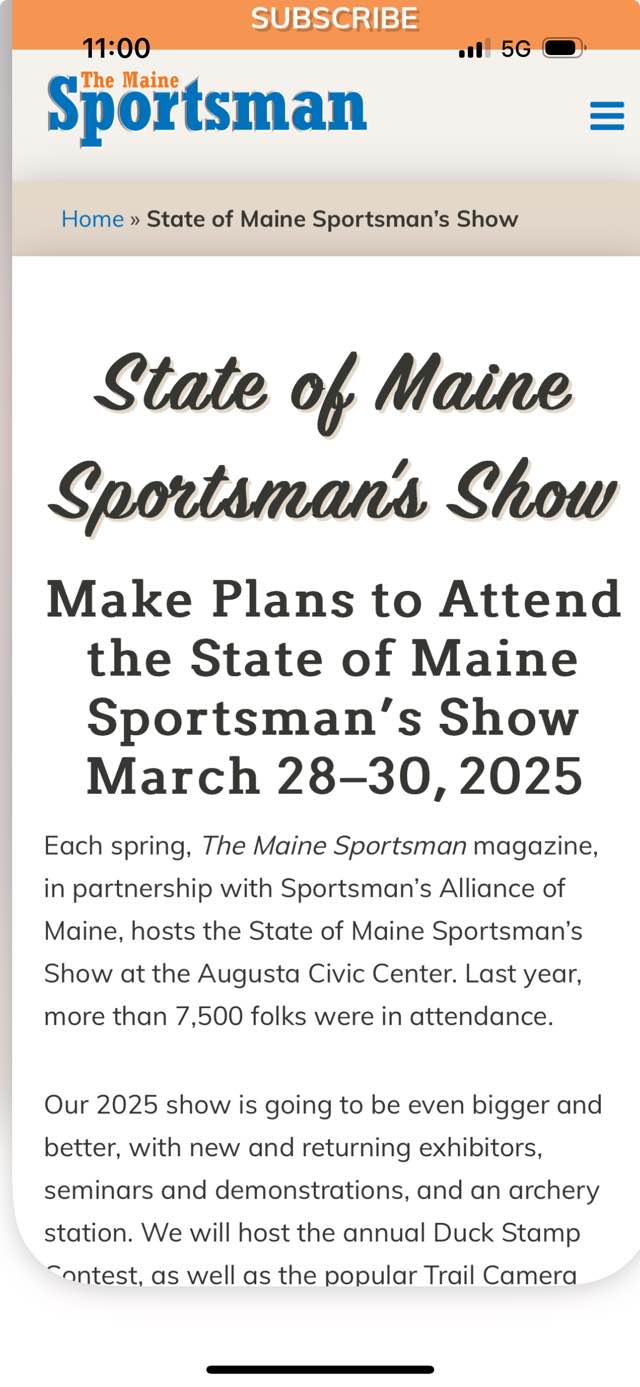 Rick - I will be at the Maine sportsman show along with nor easter game ...