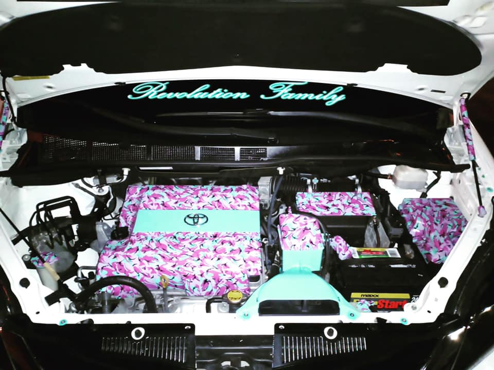 Toyota Sienna engine bay pink camo - Extreme Hydroprinting