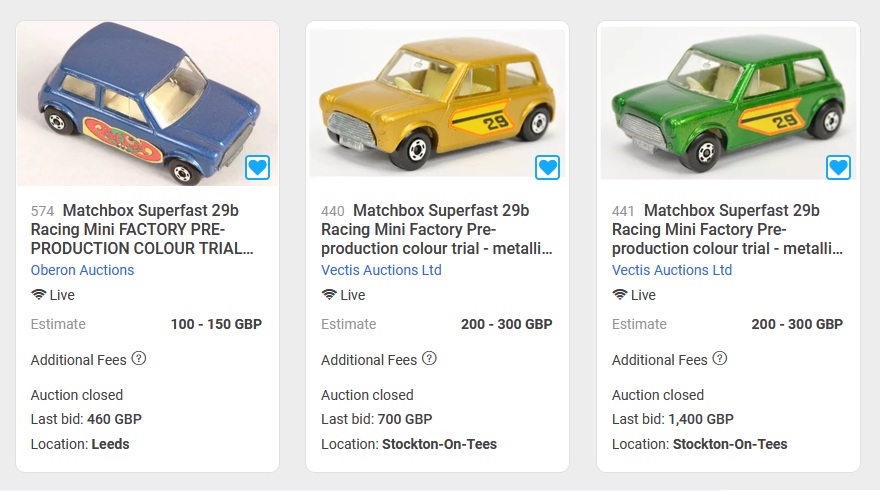 Matchbox Superfast 29b Racing Mini Factory Pre-production colour trial