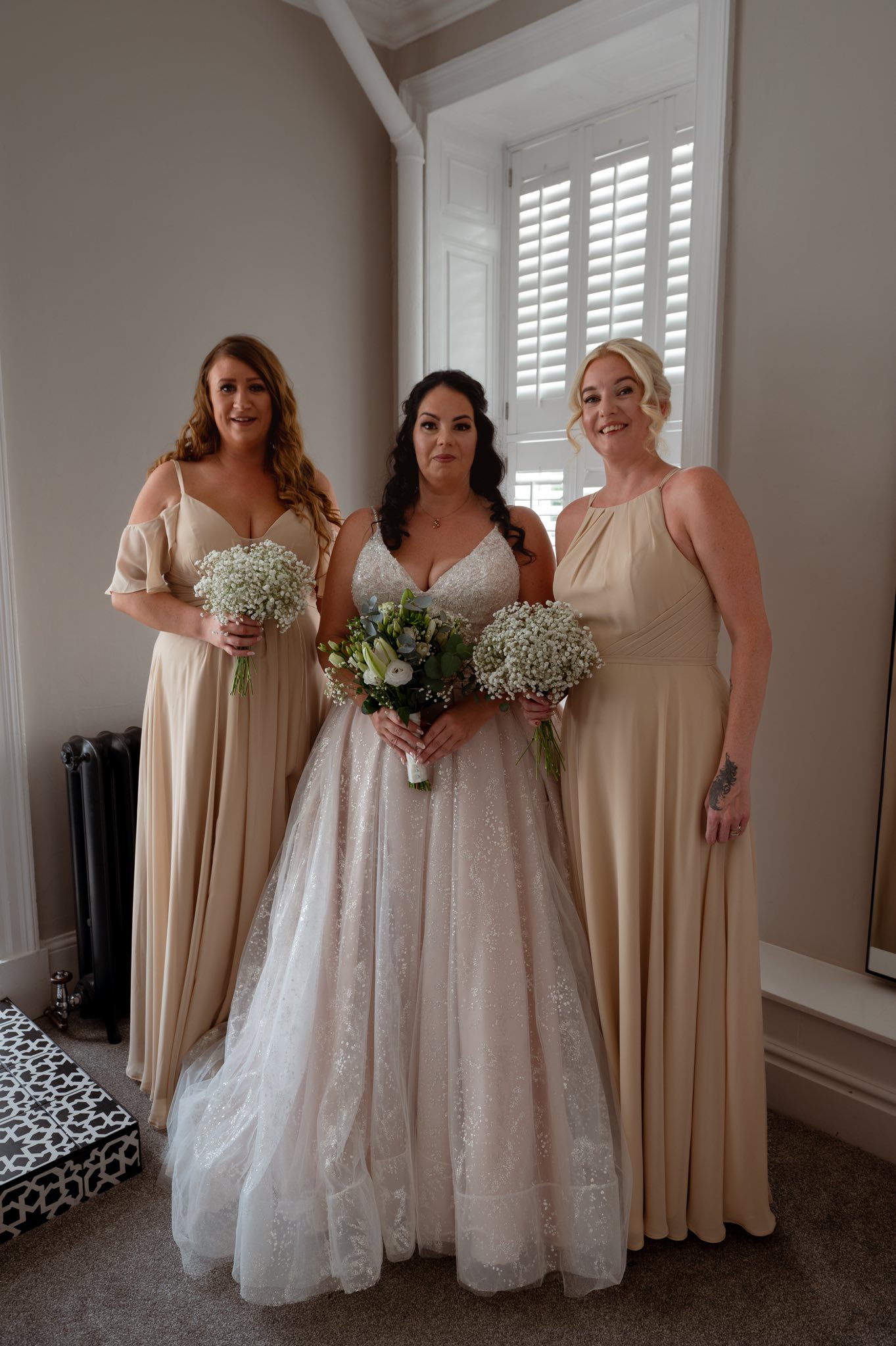 Champagne bridesmaid dresses on a budget for Yorkshire weddings