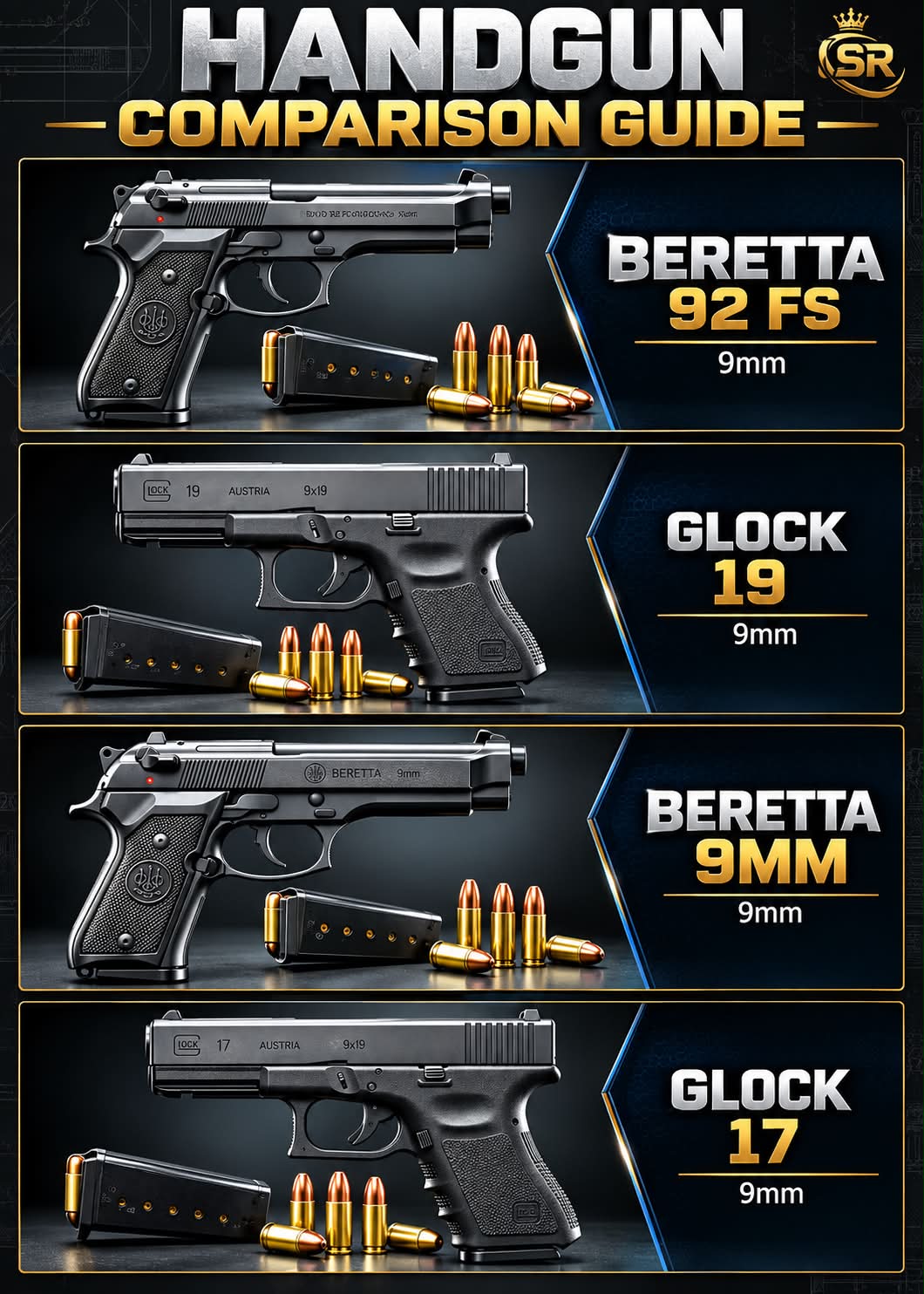 Beretta M9 vs Glock 17: Two Legendary Military Sidearms Compared