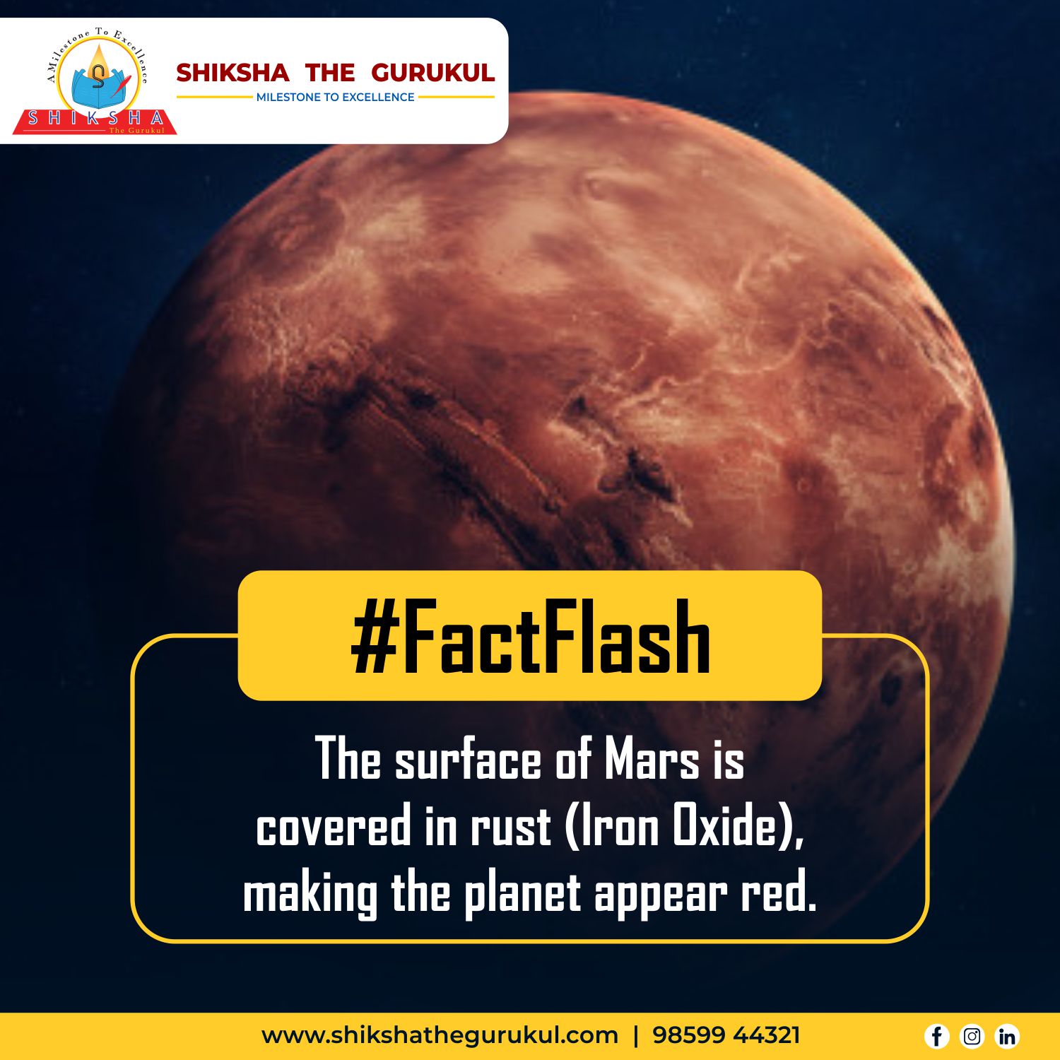 Shiksha The Gurukul - Mars is often called the 'Red Planet' because it ...