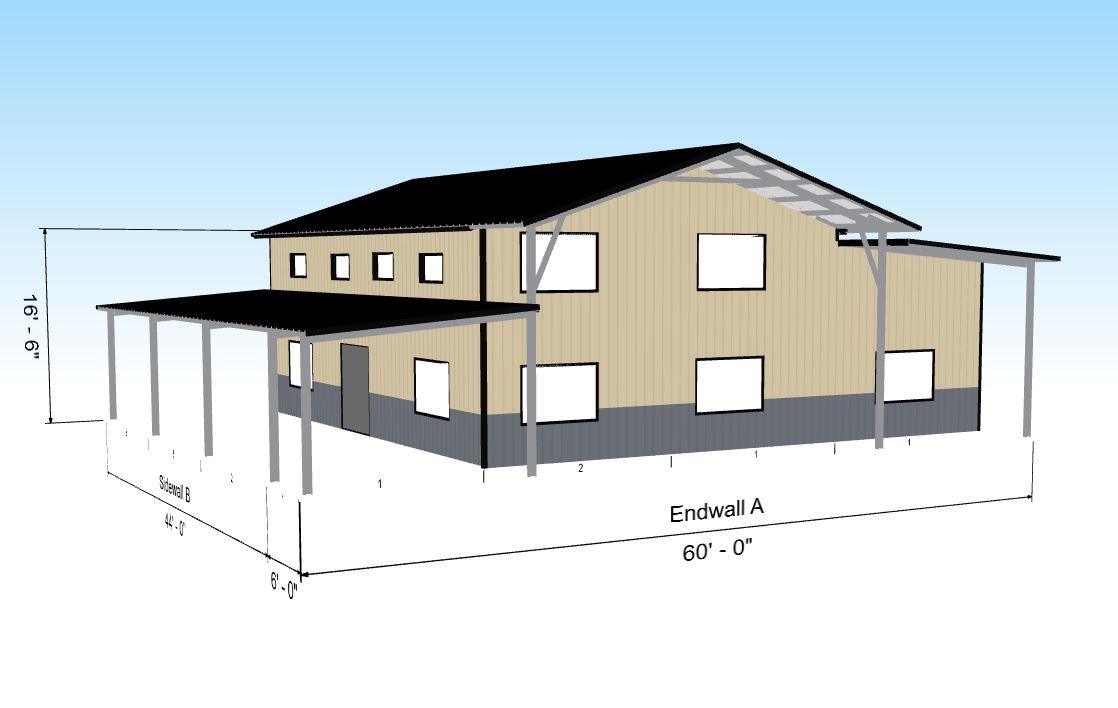 Savannah – 50x60 Cold Formed Steel Gable Roof Barndominium Kit with ...