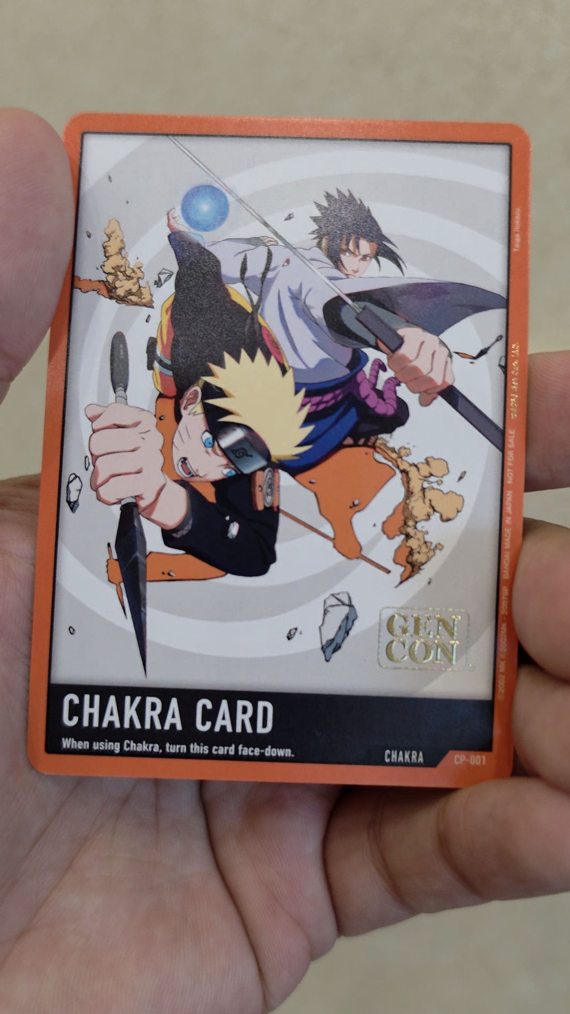 In person pic of the Bandai Naruto Card Game Chakra Card exclusive