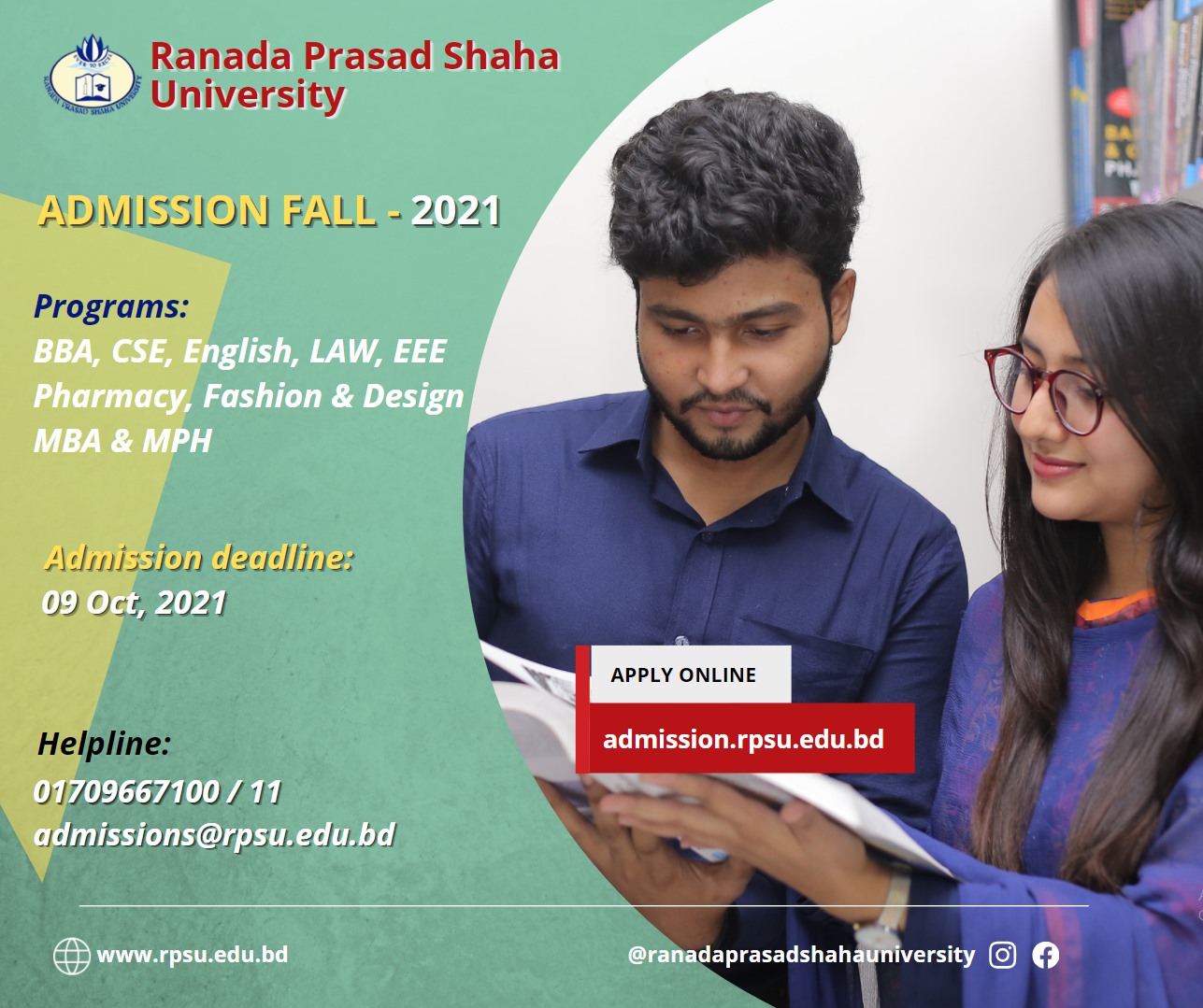 R. P. Shaha University - ADMISSION - FALL 2021 Apply Online: admission ...