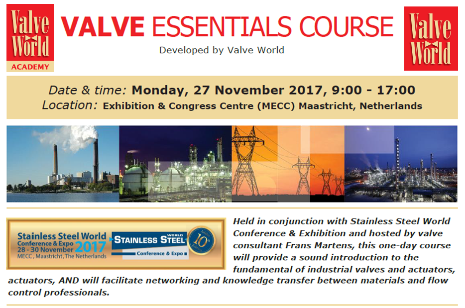 Valve World - Valve Essentials Course in Maastricht, The...