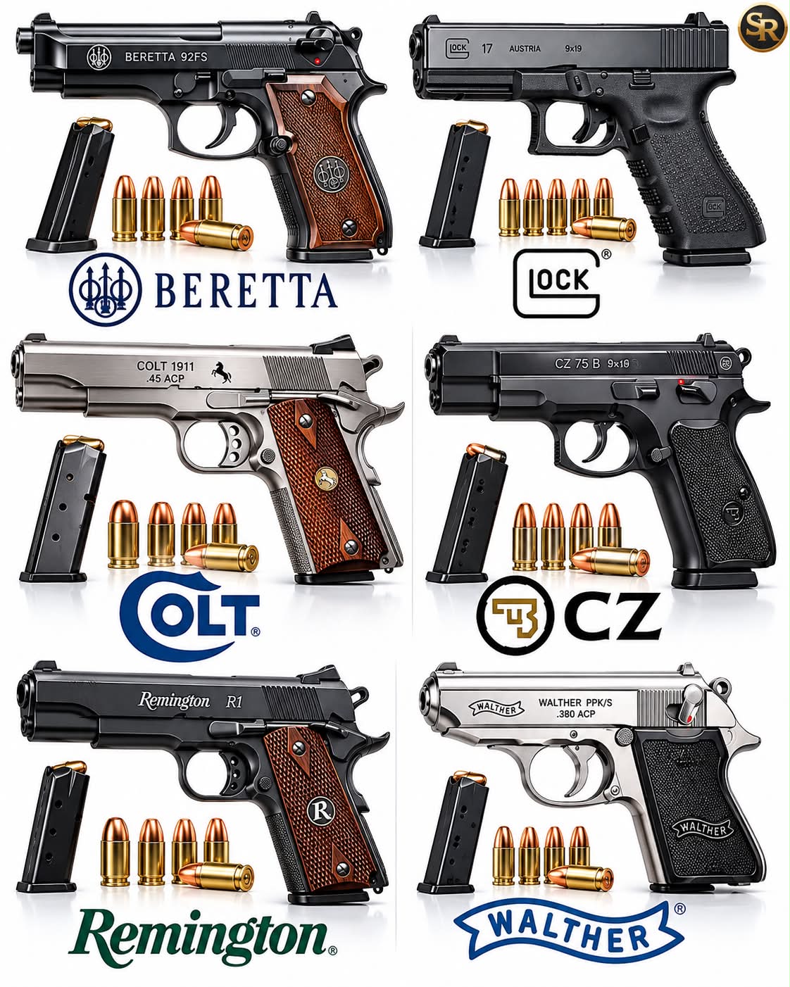 From the Luger P08 to the Beretta 92, these six semi-automatic