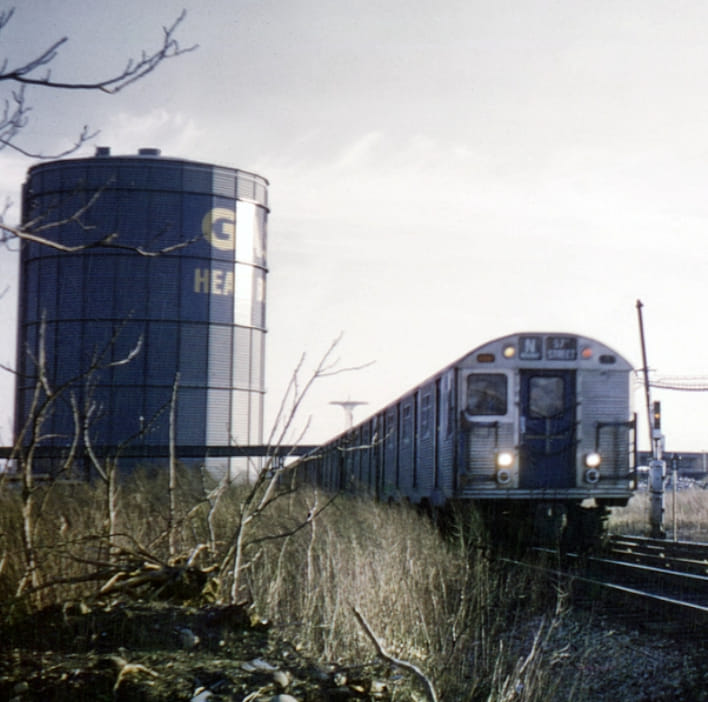 Vintage 1966 photo of R-32 N train in Coney Island yard
