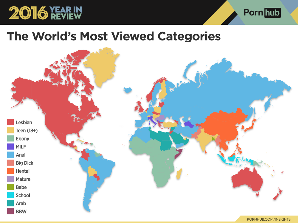 Terrible Maps - Countries by most viewed porn categories | Facebook