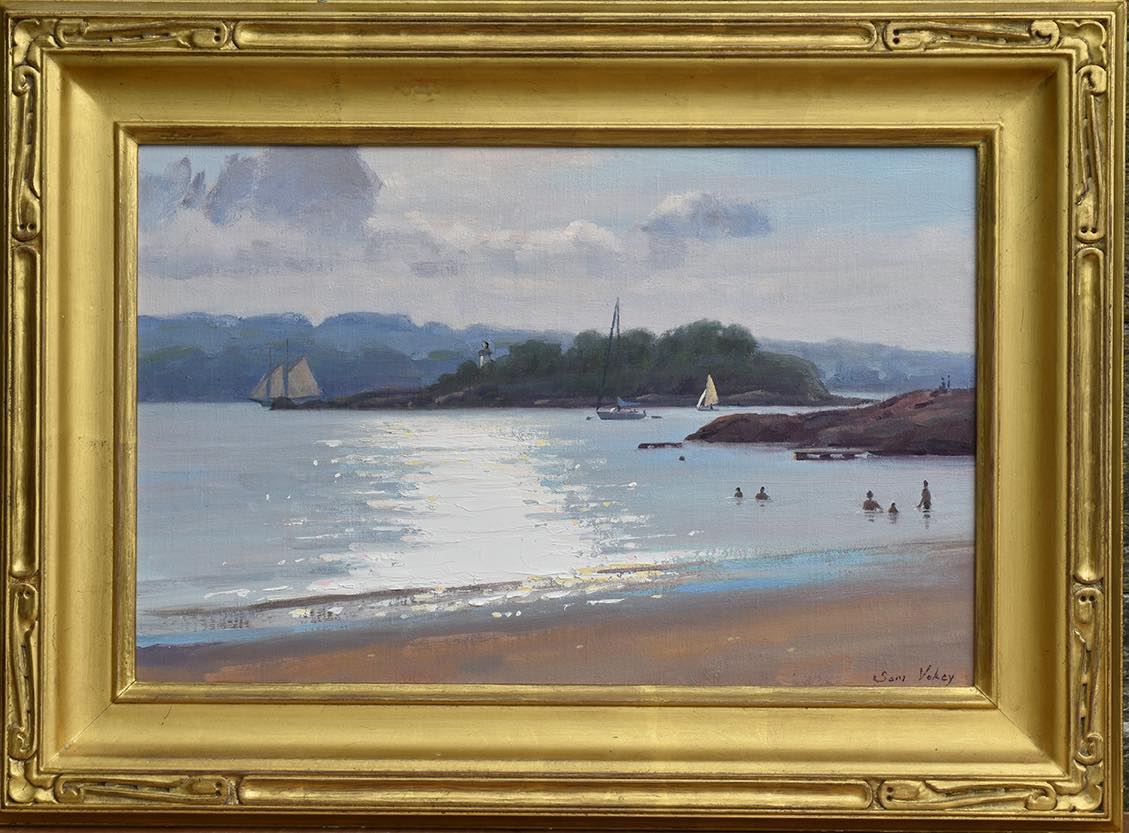 yacht in a cove gloucester 1880 by homer