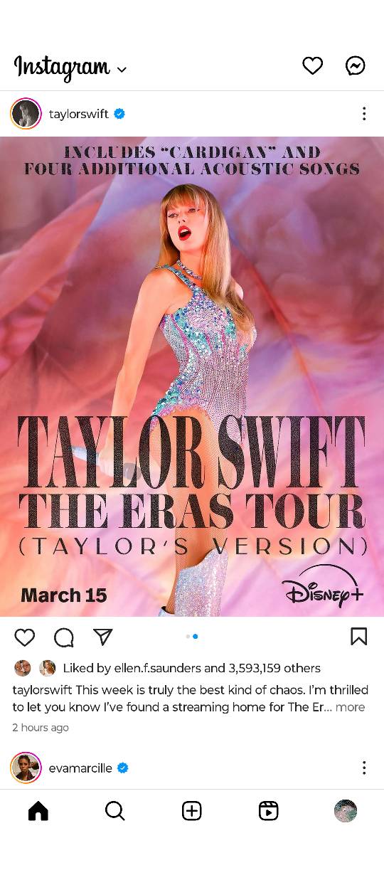 Taylor Swift's Eras Tour movie will be released to Disney+ on