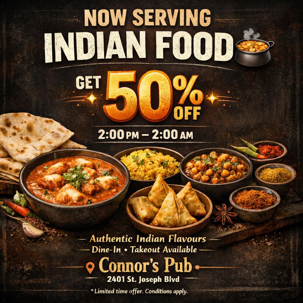 Indian food at Connor's Pub Ottawa, ON