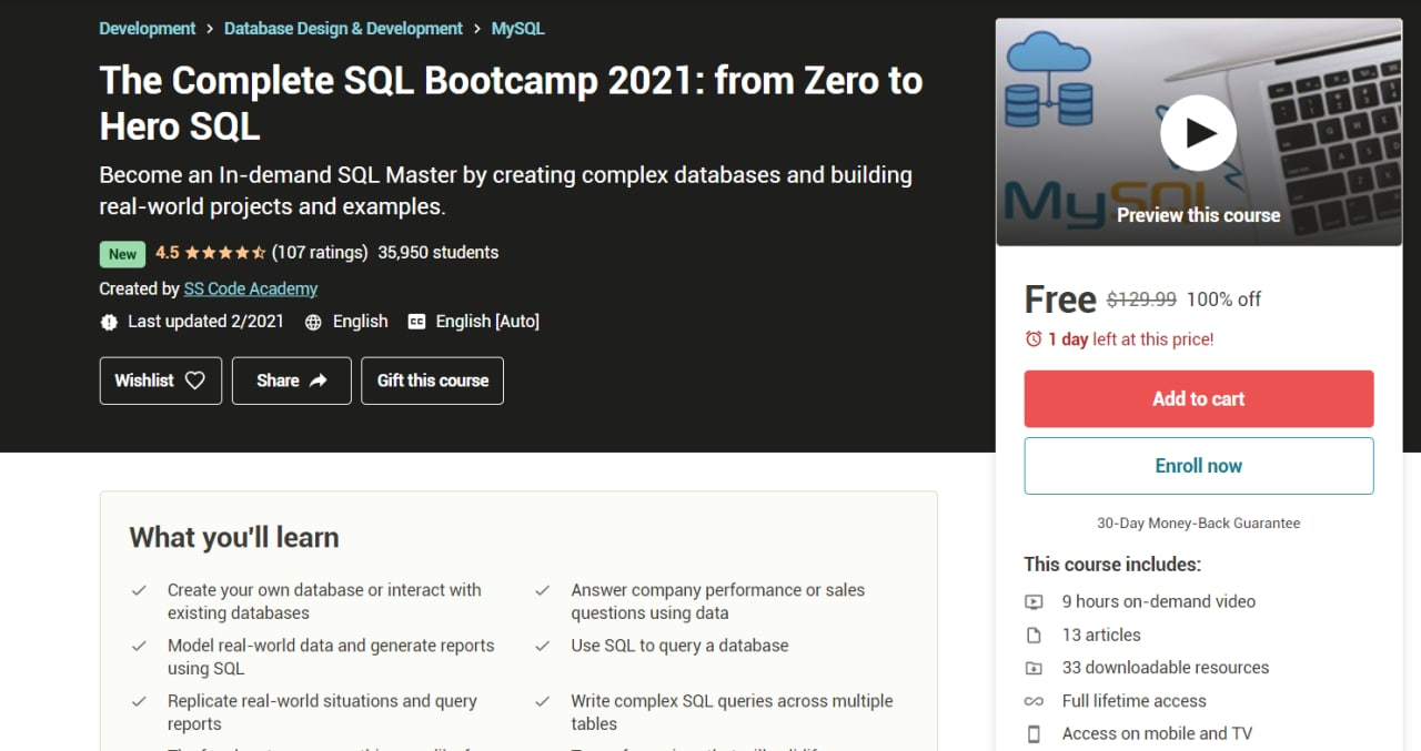 كورس كامل لتعلم الـ SQL لسنة 2021،... - أكوا تك - Aqua Tech | Facebook