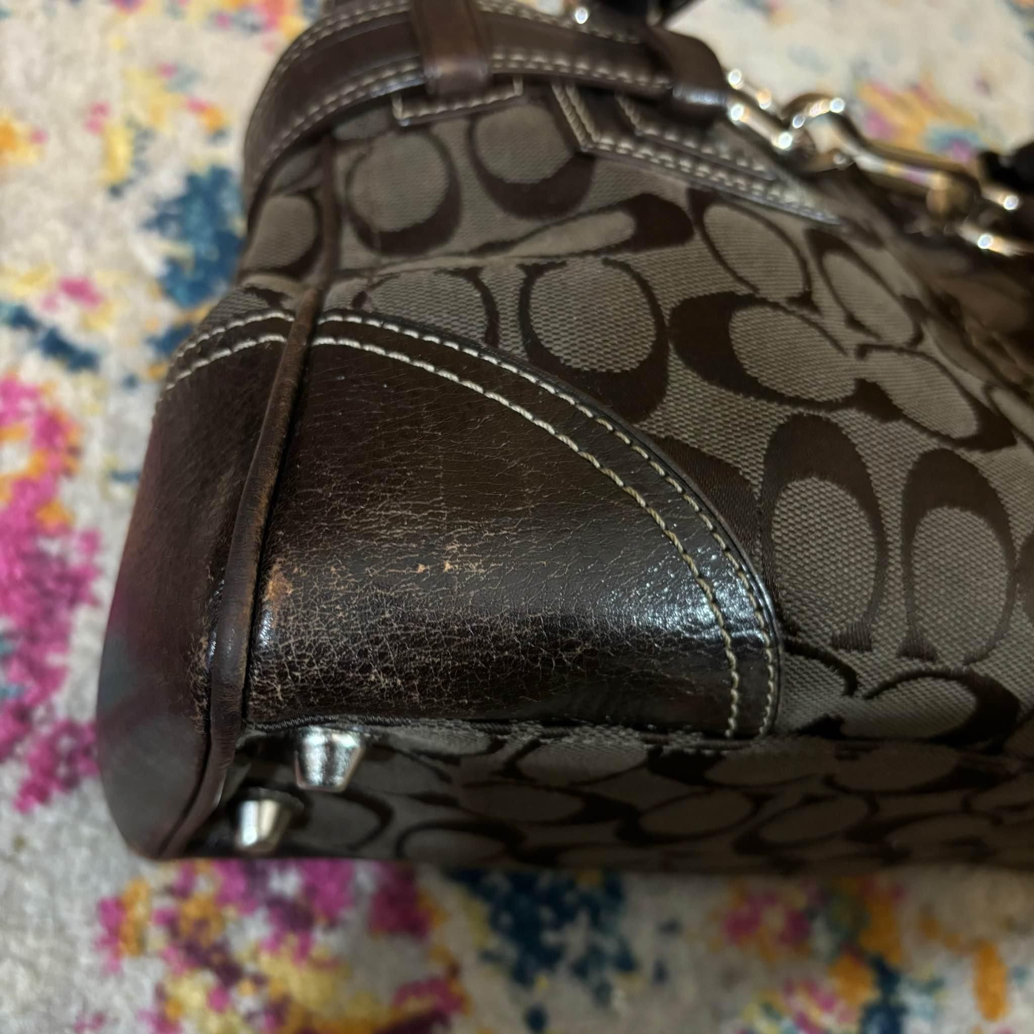Coach 10245 Black Signature Canvas Hampton Satchel Bag - Satchels 