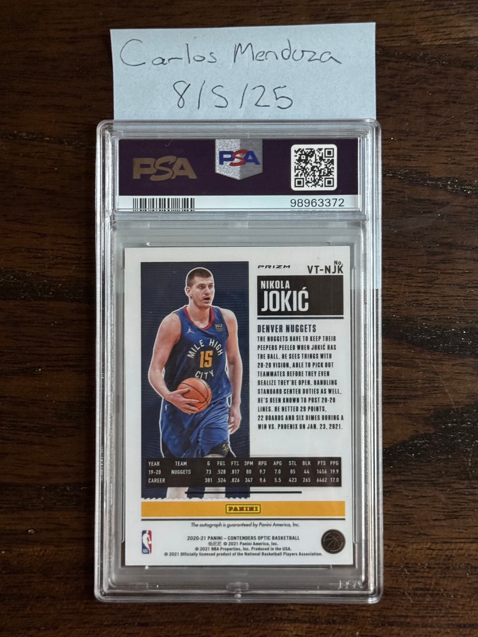 2020-21 Panini Contenders Optic Nikola Jokic Veteran Ticket Auto 