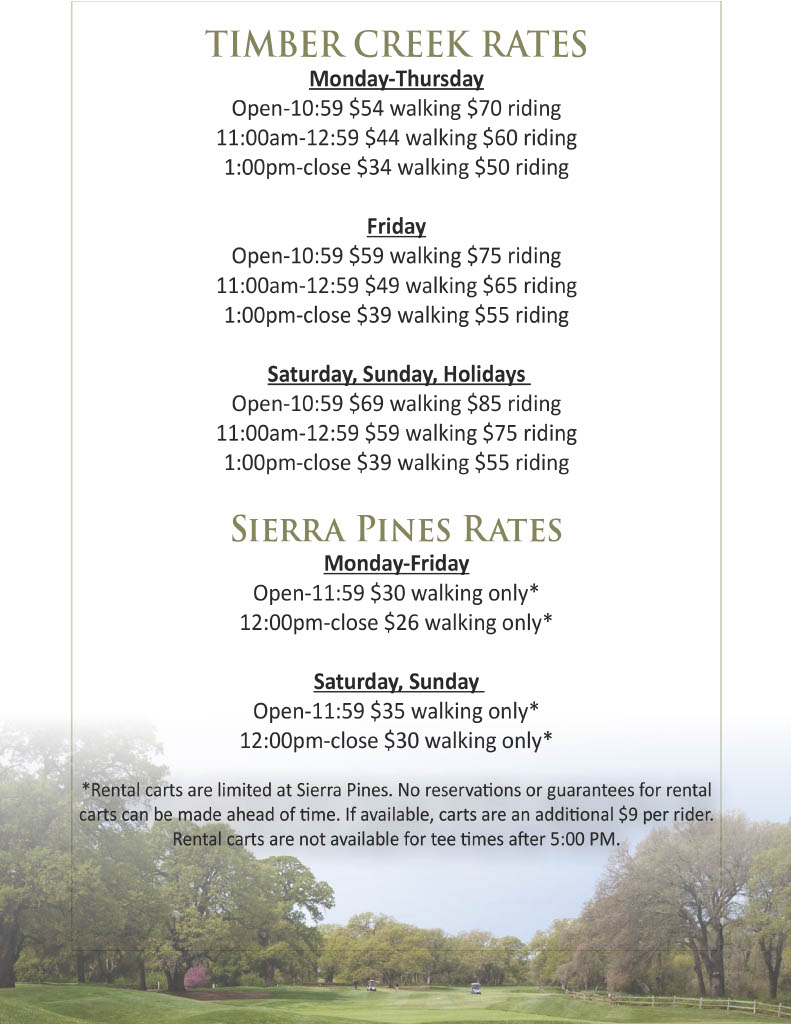 Our public rates are changing... - Timber Creek Golf Course | Facebook