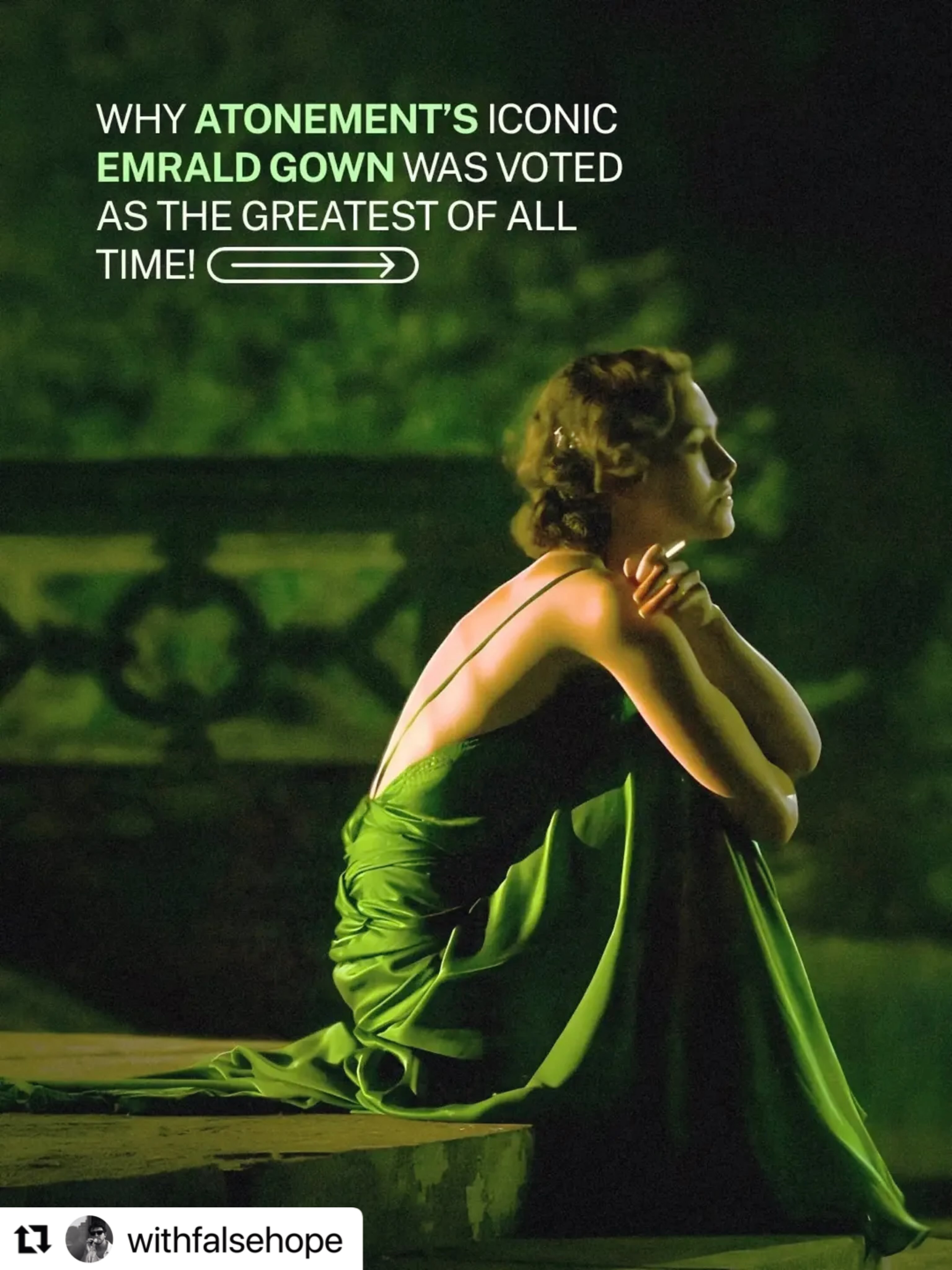 keira knightley green dress atonement Joe Wright's iconic emerald gown replica atonement green dress