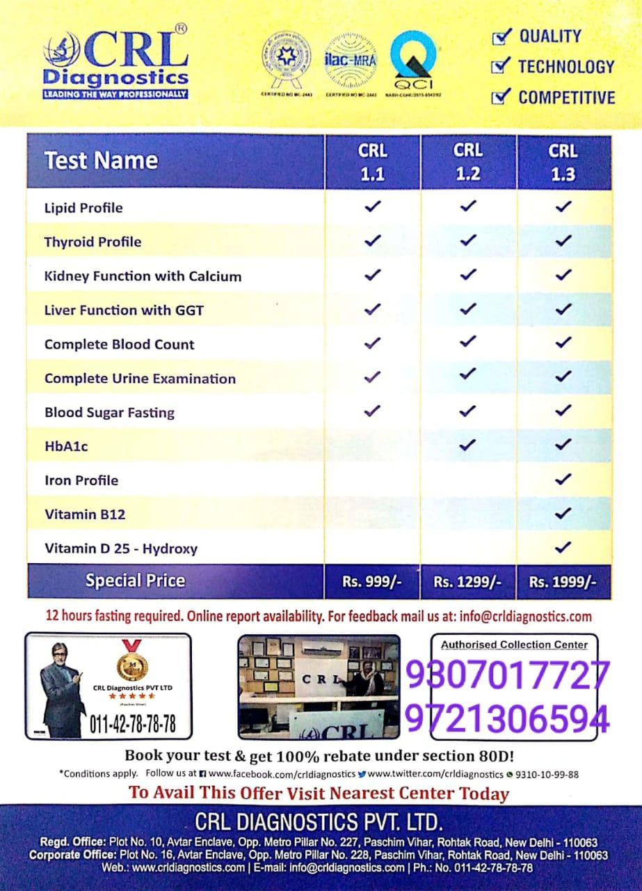 CRL - Keep your health in check with CRL range of preventive health ...