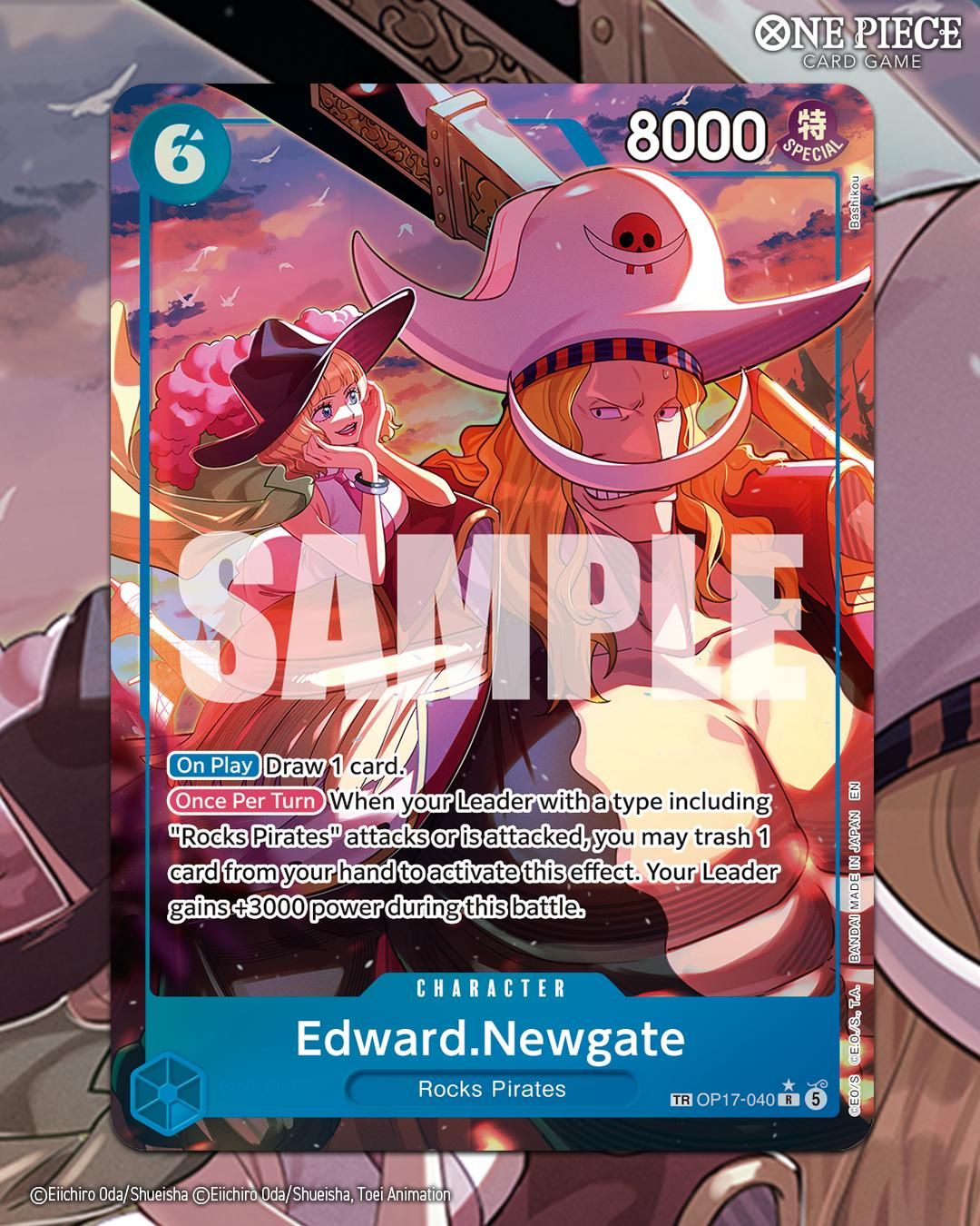 Official reveal of OP17 English version Treasure Rare. Edward Newgate!