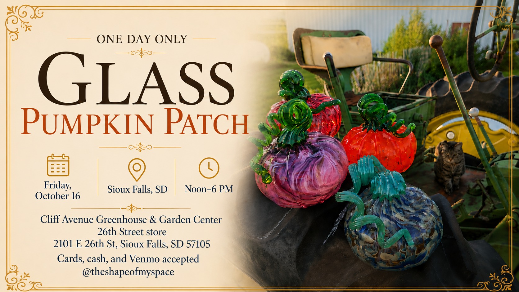 Sioux Falls Glass Pumpkin Patch at Cliff Garden Center