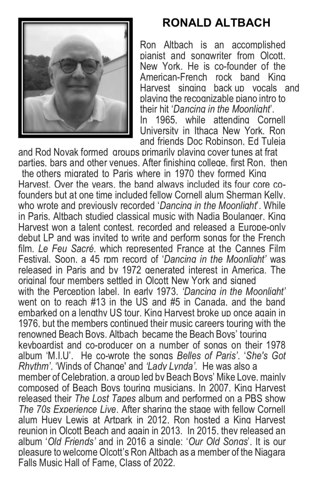 We are saddened to hear... - Niagara Falls MUSIC Hall of Fame | Facebook
