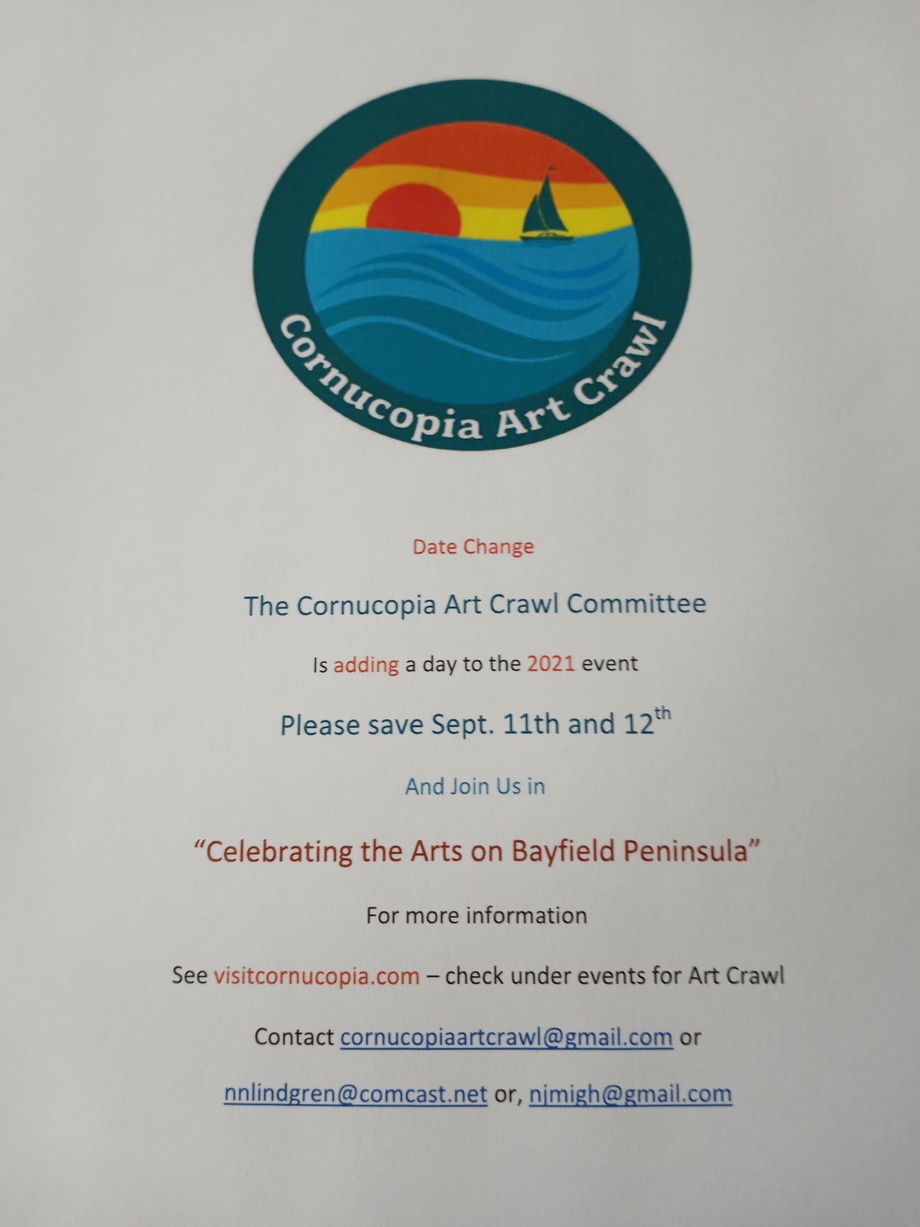 Cornucopia WI - The Corny Art Crawl will be TWO days this... | Facebook