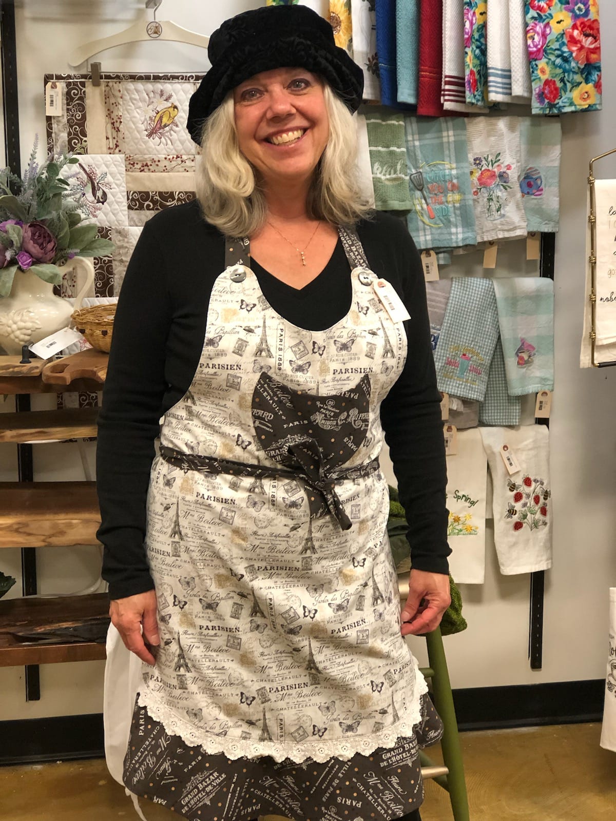 I found these aprons at the State Street store when we went to the