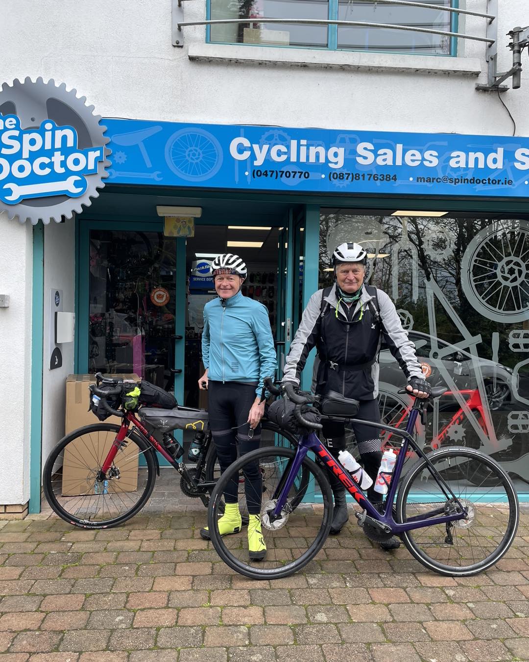 John and Haig visited us last night on their bikes . John is an