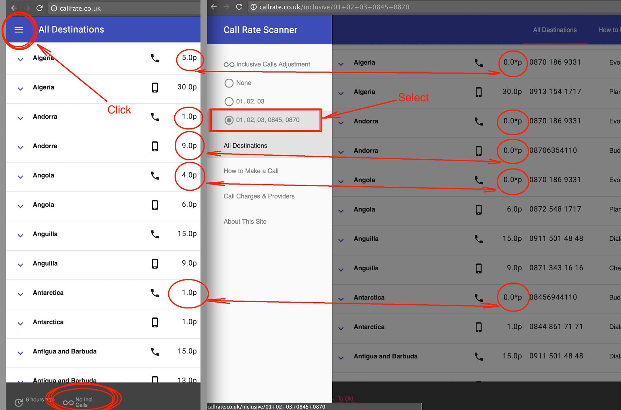 Call Rate Scanner