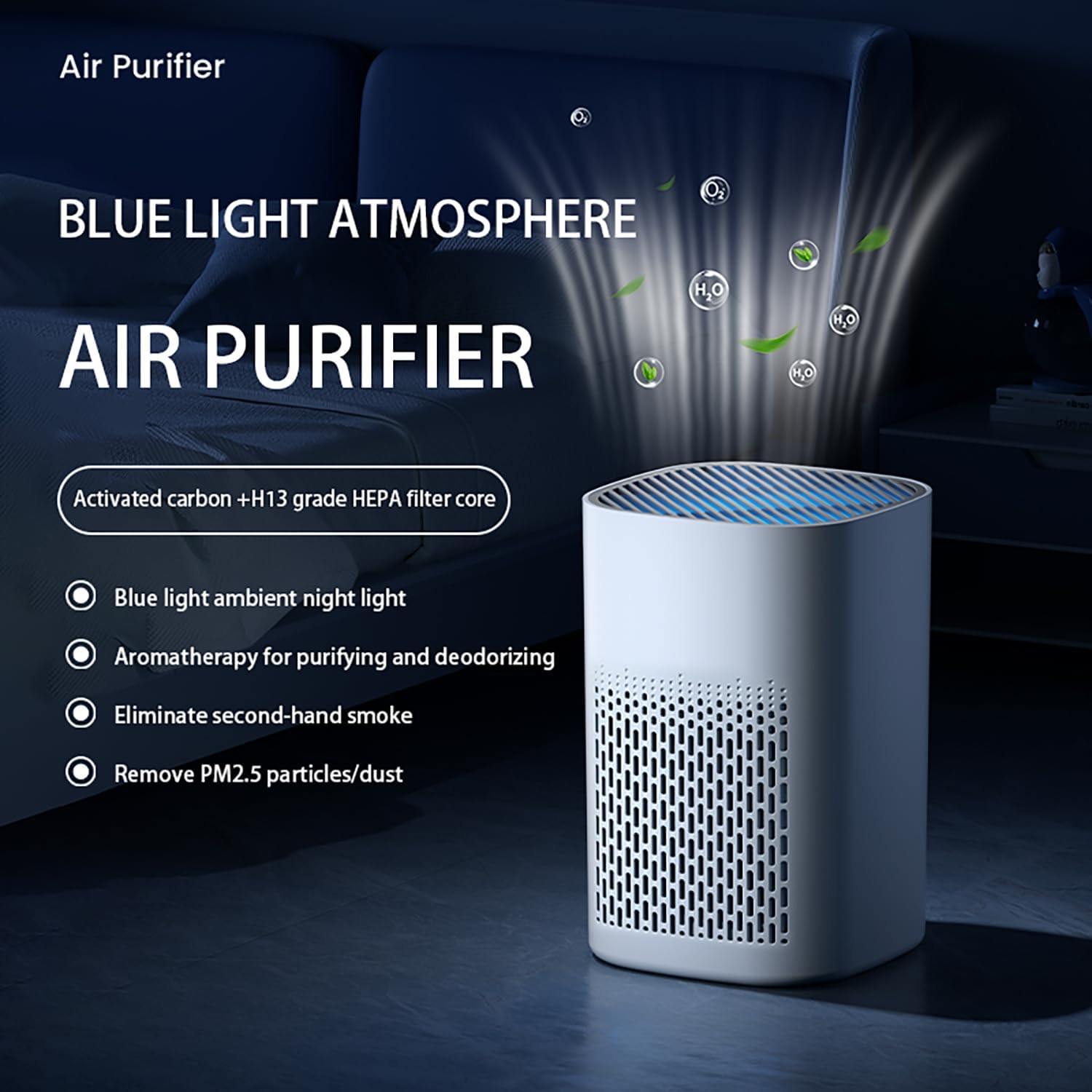 This HEPA air purifier is a desktop purifier with a three-stage 
