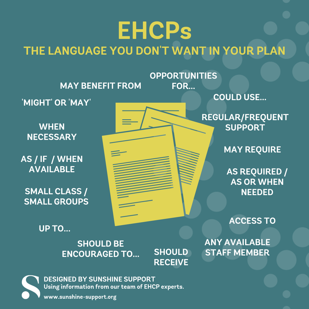 Sunshine - * EHCP - QUICK WORDING CHECK! * These are all the phrases ...